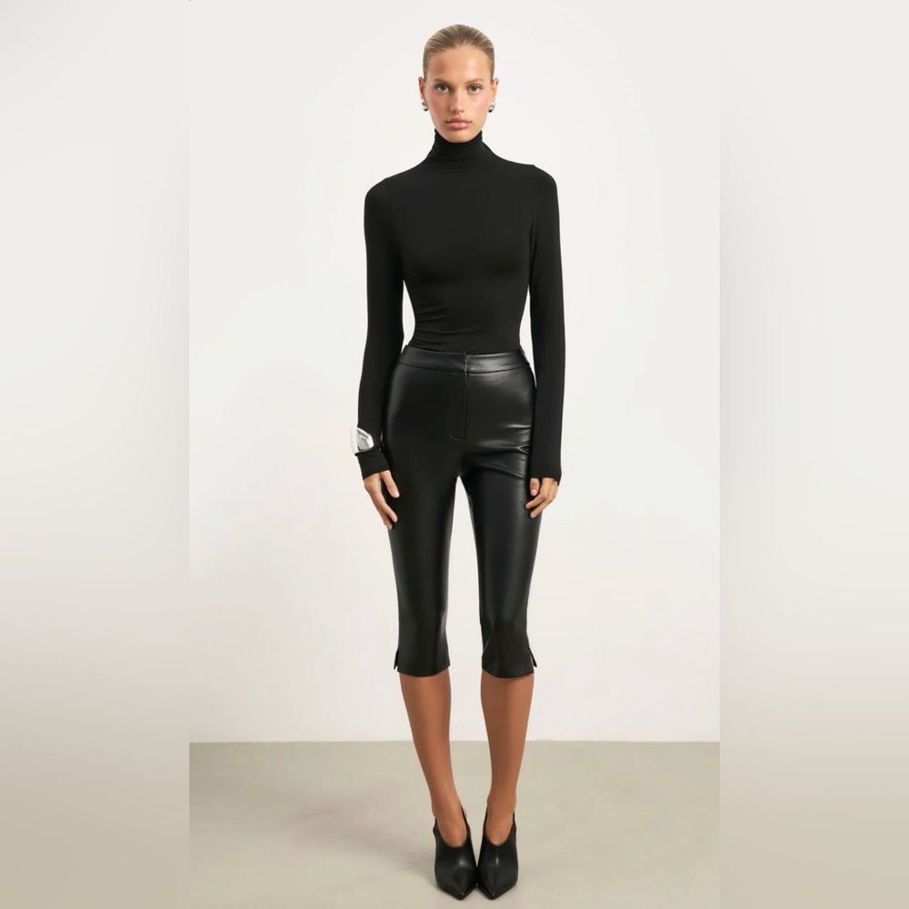 NWT Because of Alice Black High Neck Longsleeve Top